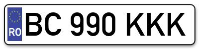 Placuta inmatriculare numar auto  BC-990-KKK, BC 990 KKK, BC990KKK