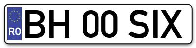 Placuta inmatriculare numar auto  BH-00-SIX, BH 00 SIX, BH00SIX
