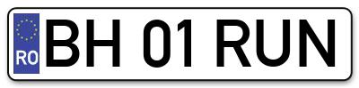 Placuta inmatriculare numar auto  BH-01-RUN, BH 01 RUN, BH01RUN