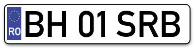 Placuta inmatriculare numar auto  BH-01-SRB, BH 01 SRB, BH01SRB