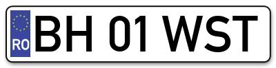 Placuta inmatriculare numar auto  BH-01-WST, BH 01 WST, BH01WST