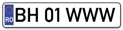 Placuta inmatriculare numar auto  BH-01-WWW, BH 01 WWW, BH01WWW