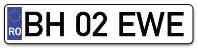 Placuta inmatriculare numar auto  BH-02-EWE, BH 02 EWE, BH02EWE