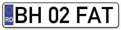 Placuta inmatriculare numar auto  BH-02-FAT, BH 02 FAT, BH02FAT