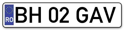 Placuta inmatriculare numar auto  BH-02-GAV, BH 02 GAV, BH02GAV