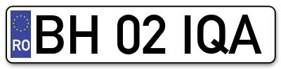 Placuta inmatriculare numar auto  BH-02-IQA, BH 02 IQA, BH02IQA