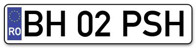 Placuta inmatriculare numar auto  BH-02-PSH, BH 02 PSH, BH02PSH