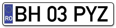 Placuta inmatriculare numar auto  BH-03-PYZ, BH 03 PYZ, BH03PYZ
