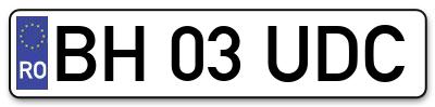 Placuta inmatriculare numar auto  BH-03-UDC, BH 03 UDC, BH03UDC