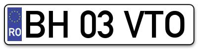 Placuta inmatriculare numar auto  BH-03-VTO, BH 03 VTO, BH03VTO