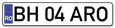 Placuta inmatriculare numar auto  BH-04-ARO, BH 04 ARO, BH04ARO