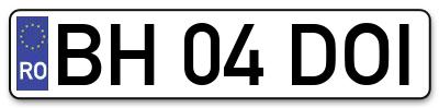 Placuta inmatriculare numar auto  BH-04-DOI, BH 04 DOI, BH04DOI