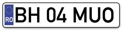 Placuta inmatriculare numar auto  BH-04-MUO, BH 04 MUO, BH04MUO
