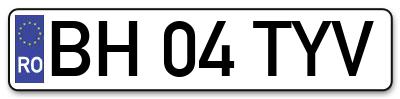 Placuta inmatriculare numar auto  BH-04-TYV, BH 04 TYV, BH04TYV