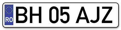 Placuta inmatriculare numar auto  BH-05-AJZ, BH 05 AJZ, BH05AJZ
