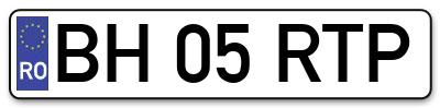 Placuta inmatriculare numar auto  BH-05-RTP, BH 05 RTP, BH05RTP
