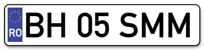 Placuta inmatriculare numar auto  BH-05-SMM, BH 05 SMM, BH05SMM