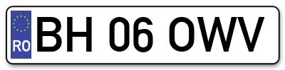 Placuta inmatriculare numar auto  BH-06-OWV, BH 06 OWV, BH06OWV