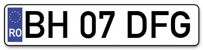 Placuta inmatriculare numar auto  BH-07-DFG, BH 07 DFG, BH07DFG