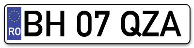 Placuta inmatriculare numar auto  BH-07-QZA, BH 07 QZA, BH07QZA