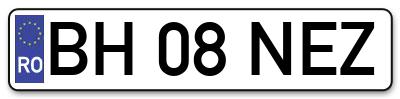 Placuta inmatriculare numar auto  BH-08-NEZ, BH 08 NEZ, BH08NEZ