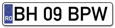 Placuta inmatriculare numar auto  BH-09-BPW, BH 09 BPW, BH09BPW