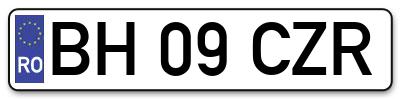 Placuta inmatriculare numar auto  BH-09-CZR, BH 09 CZR, BH09CZR