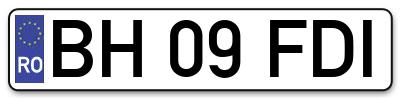 Placuta inmatriculare numar auto  BH-09-FDI, BH 09 FDI, BH09FDI