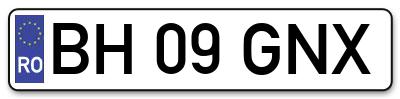 Placuta inmatriculare numar auto  BH-09-GNX, BH 09 GNX, BH09GNX