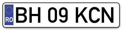 Placuta inmatriculare numar auto  BH-09-KCN, BH 09 KCN, BH09KCN