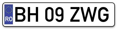Placuta inmatriculare numar auto  BH-09-ZWG, BH 09 ZWG, BH09ZWG
