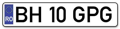Placuta inmatriculare numar auto  BH-10-GPG, BH 10 GPG, BH10GPG
