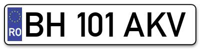 Placuta inmatriculare numar auto  BH-101-AKV, BH 101 AKV, BH101AKV