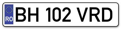 Placuta inmatriculare numar auto  BH-102-VRD, BH 102 VRD, BH102VRD