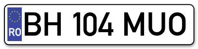 Placuta inmatriculare numar auto  BH-104-MUO, BH 104 MUO, BH104MUO