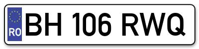 Placuta inmatriculare numar auto  BH-106-RWQ, BH 106 RWQ, BH106RWQ