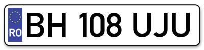 Placuta inmatriculare numar auto  BH-108-UJU, BH 108 UJU, BH108UJU
