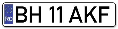 Placuta inmatriculare numar auto  BH-11-AKF, BH 11 AKF, BH11AKF