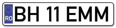 Placuta inmatriculare numar auto  BH-11-EMM, BH 11 EMM, BH11EMM