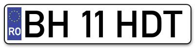 Placuta inmatriculare numar auto  BH-11-HDT, BH 11 HDT, BH11HDT