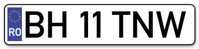 Placuta inmatriculare numar auto  BH-11-TNW, BH 11 TNW, BH11TNW