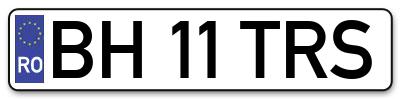 Placuta inmatriculare numar auto  BH-11-TRS, BH 11 TRS, BH11TRS