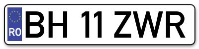 Placuta inmatriculare numar auto  BH-11-ZWR, BH 11 ZWR, BH11ZWR