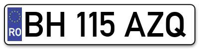 Placuta inmatriculare numar auto  BH-115-AZQ, BH 115 AZQ, BH115AZQ