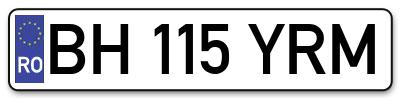 Placuta inmatriculare numar auto  BH-115-YRM, BH 115 YRM, BH115YRM