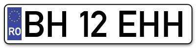 Placuta inmatriculare numar auto  BH-12-EHH, BH 12 EHH, BH12EHH