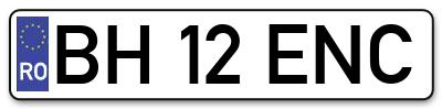 Placuta inmatriculare numar auto  BH-12-ENC, BH 12 ENC, BH12ENC