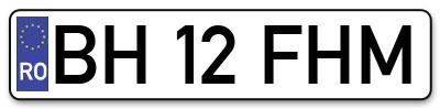 Placuta inmatriculare numar auto  BH-12-FHM, BH 12 FHM, BH12FHM