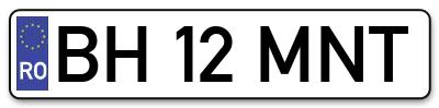 Placuta inmatriculare numar auto  BH-12-MNT, BH 12 MNT, BH12MNT
