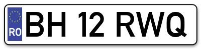 Placuta inmatriculare numar auto  BH-12-RWQ, BH 12 RWQ, BH12RWQ